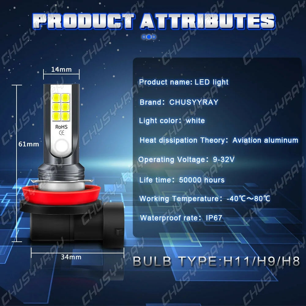 6000K LED Headlight and Fog Light Bulbs Combo J675