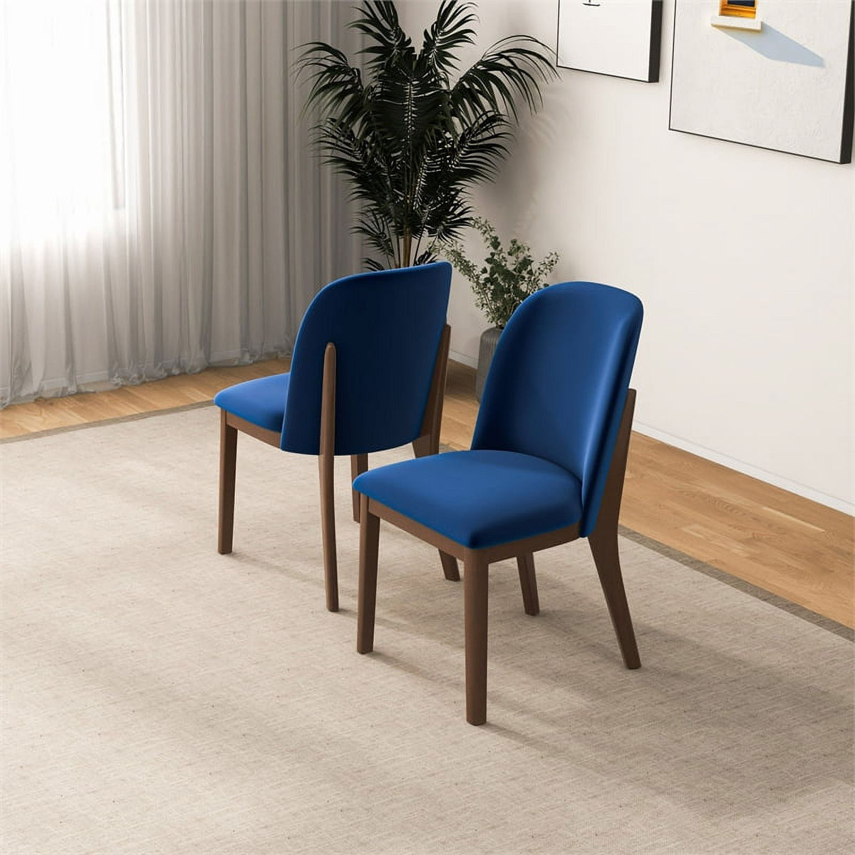 Velvet Dining Chair in Navy Blue (Set of 2) P217