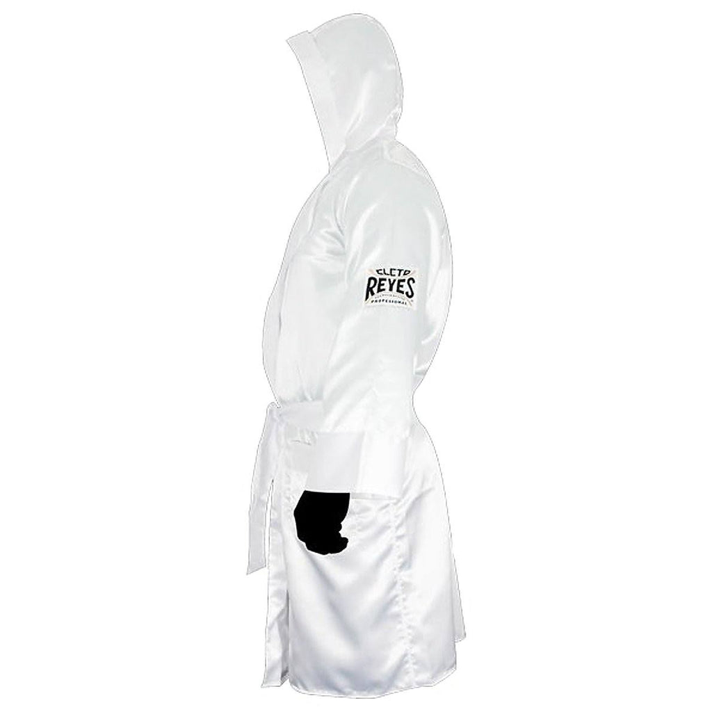 White Satin Boxing Robe with Hood I68264