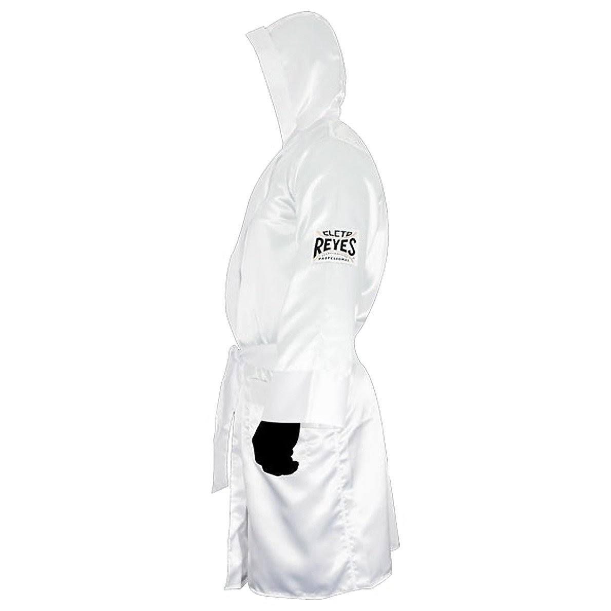 White Satin Boxing Robe with Hood I68264