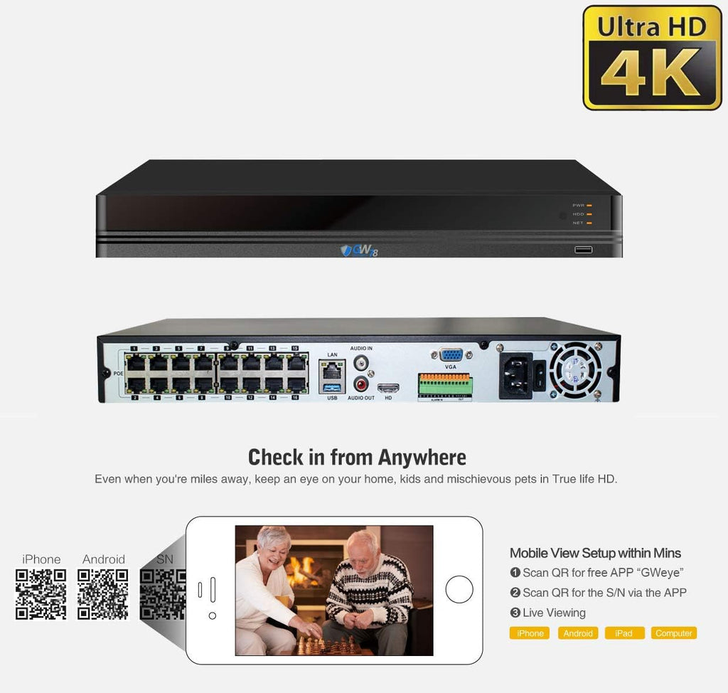 16 Channel 4K NVR Security Camera System with 12 Dome Camera Q2236