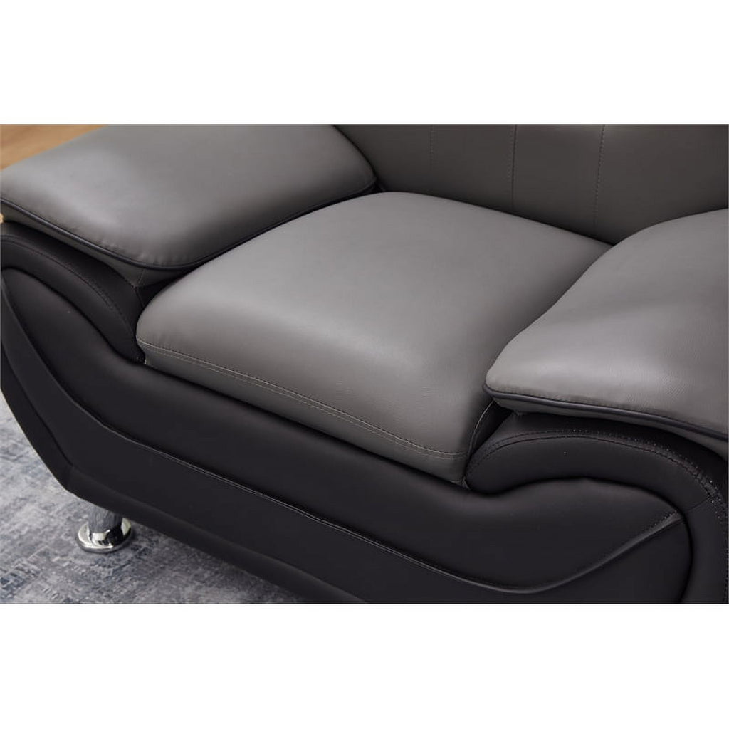 Modern Upholstered Faux Leather Chair in Black / Gray G278