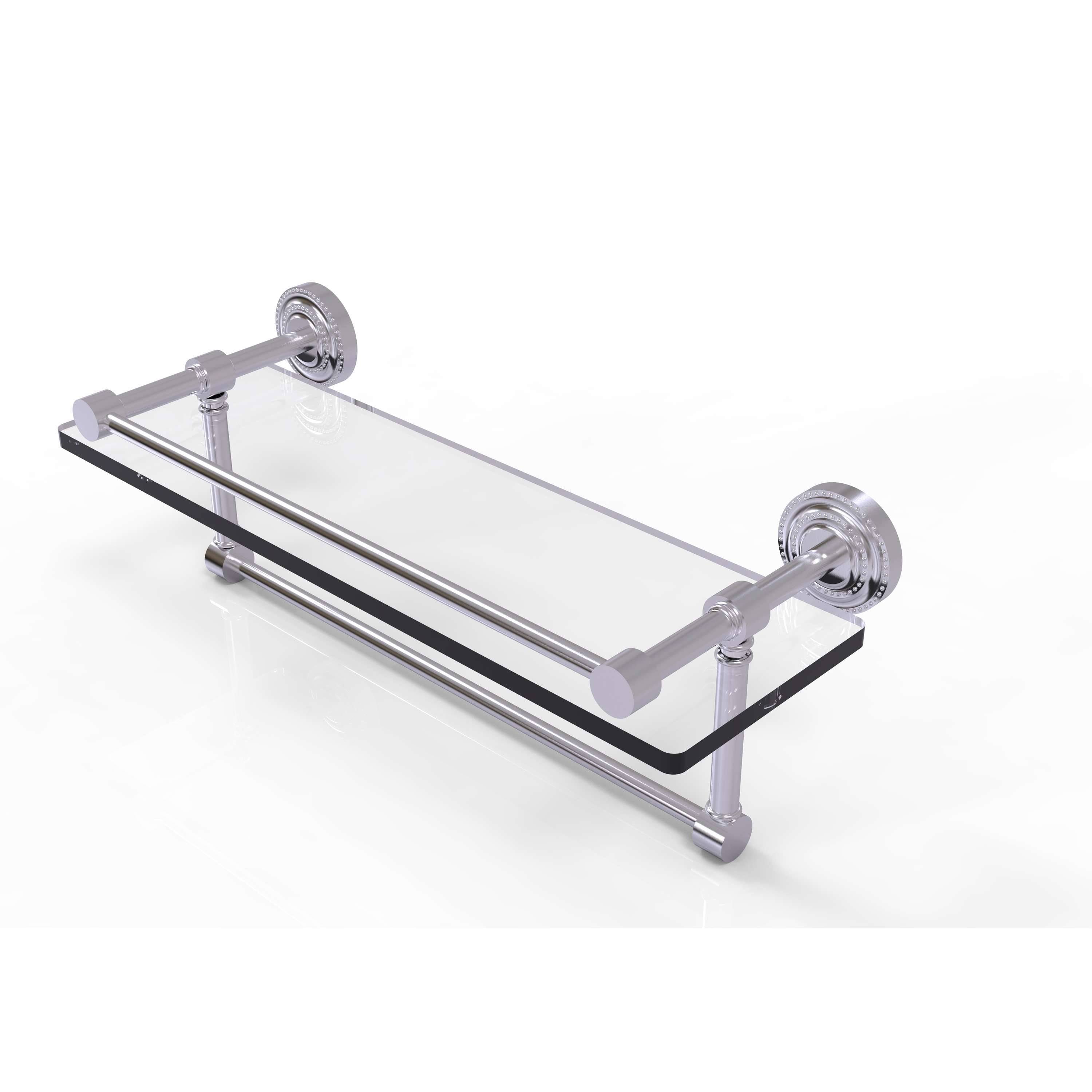 Satin Chrome Gallery Glass Shelf with Towel Bar I640116