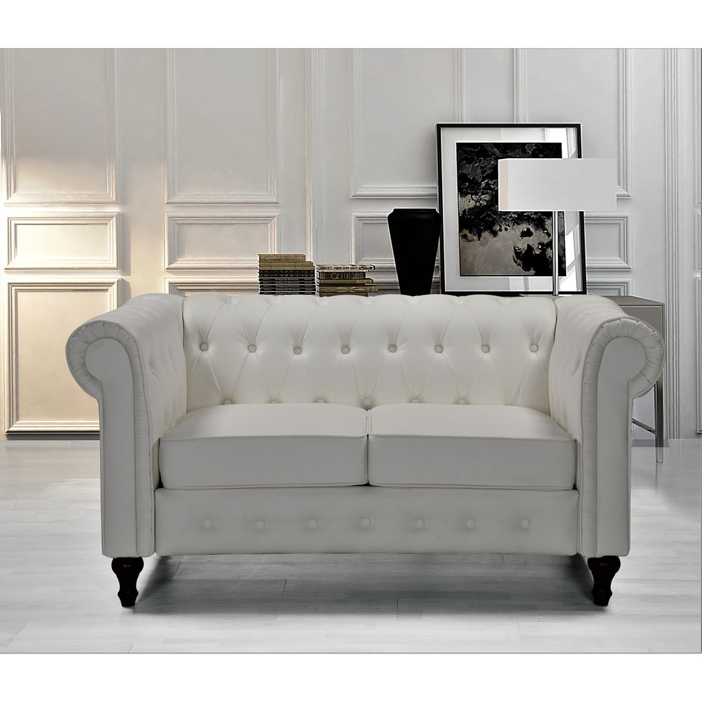 Black Faux Leather Chesterfield Loveseat X2544
