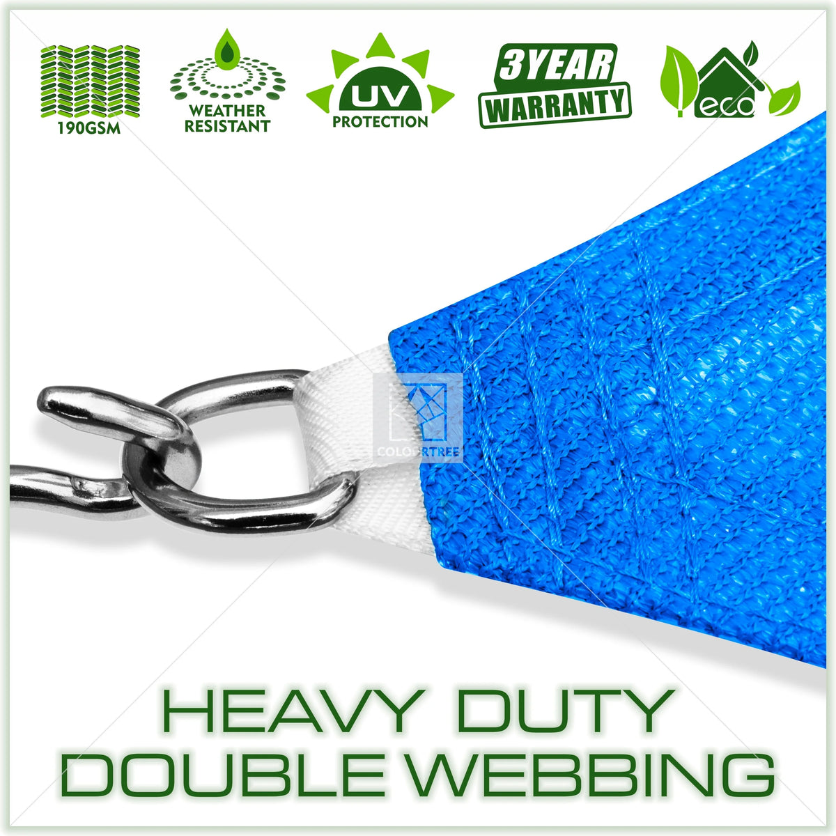 Blue Right Triangle Sun Shade Sail with Hardware Kit HDPE Mesh Fabric Canopy B591517