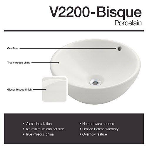 Vitreous China Circular Vessel Bathroom Sink with Faucet and Overflow J12212