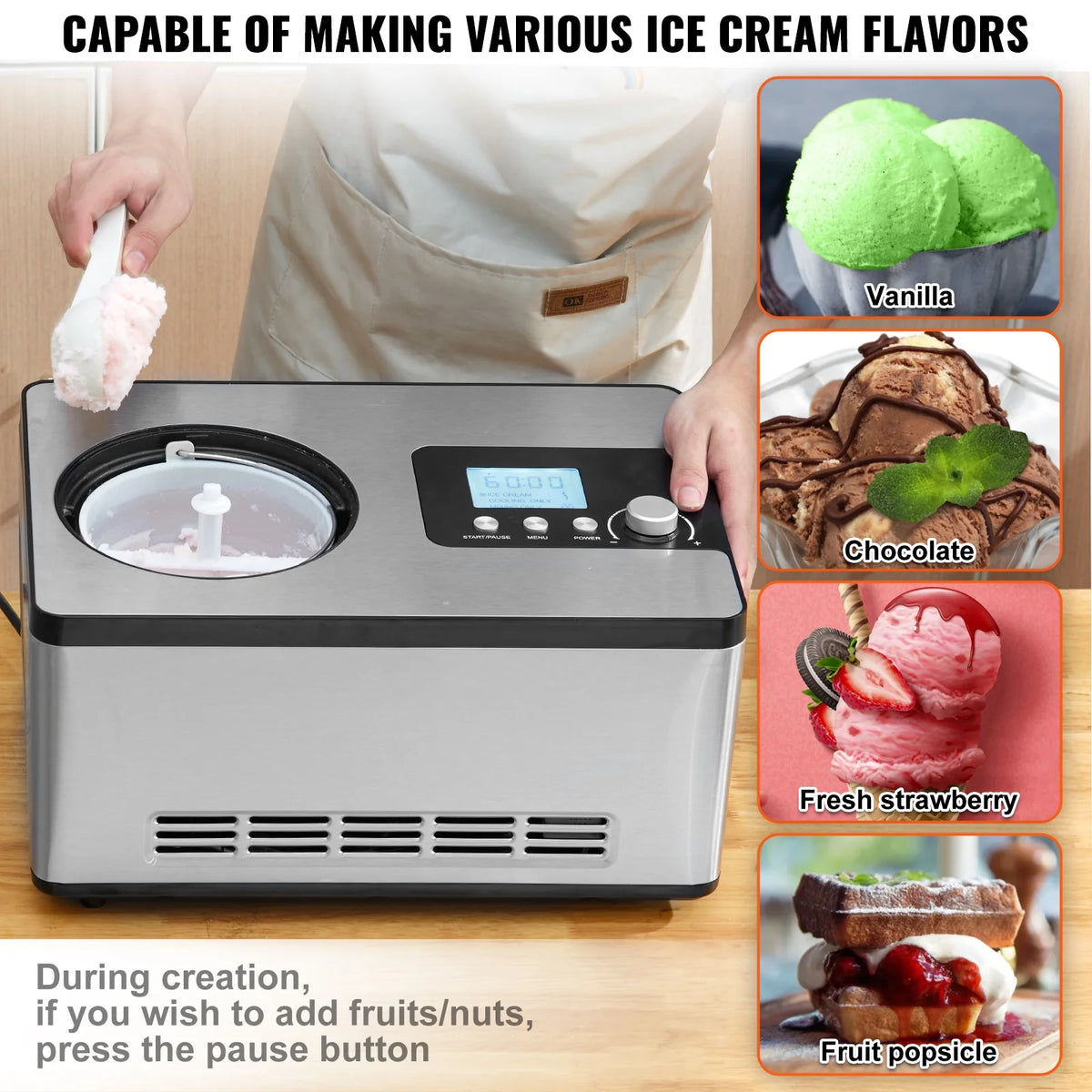 2 Quart Automatic Ice Cream Machine Electric Yogurt Gelato Maker A77927
