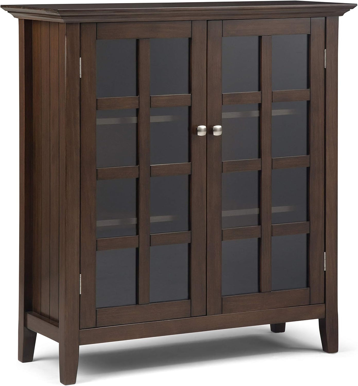 Solid Wood 39 inch Wide Storage Cabinet in Black with 2 Tempered Glass Doors and 4 Adjustable Shelves Z464