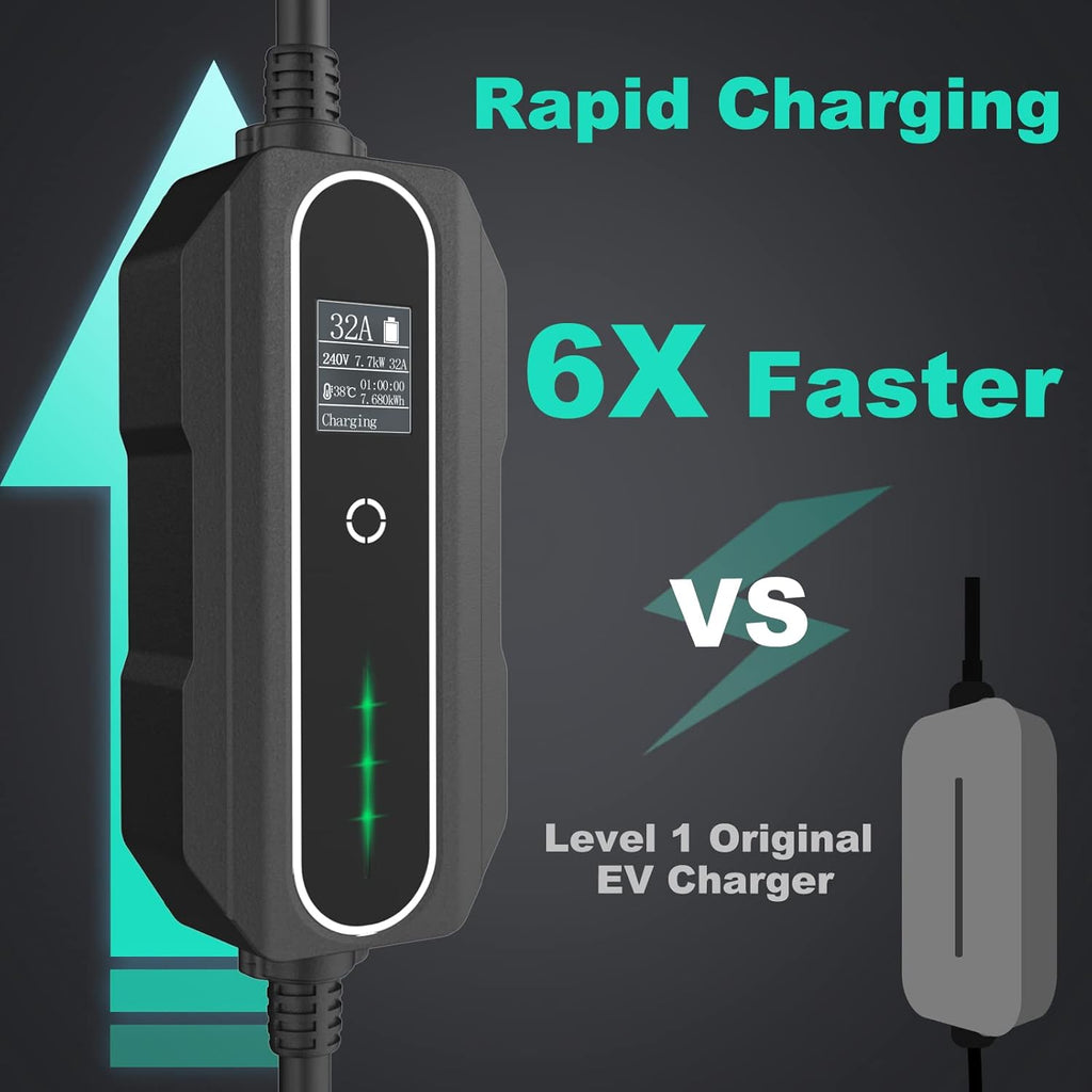 Portable EV Charger with NEMA 14-50, 25ft, Adjustable Current J876