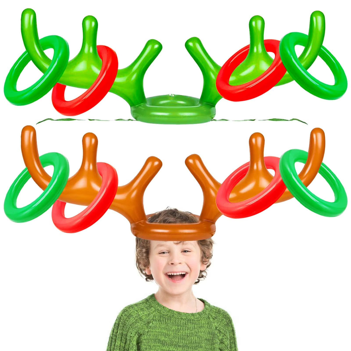 2 Pack Inflatable Reindeer Antler Ring Toss Game with 8 Rings, 2 Antlers O7403