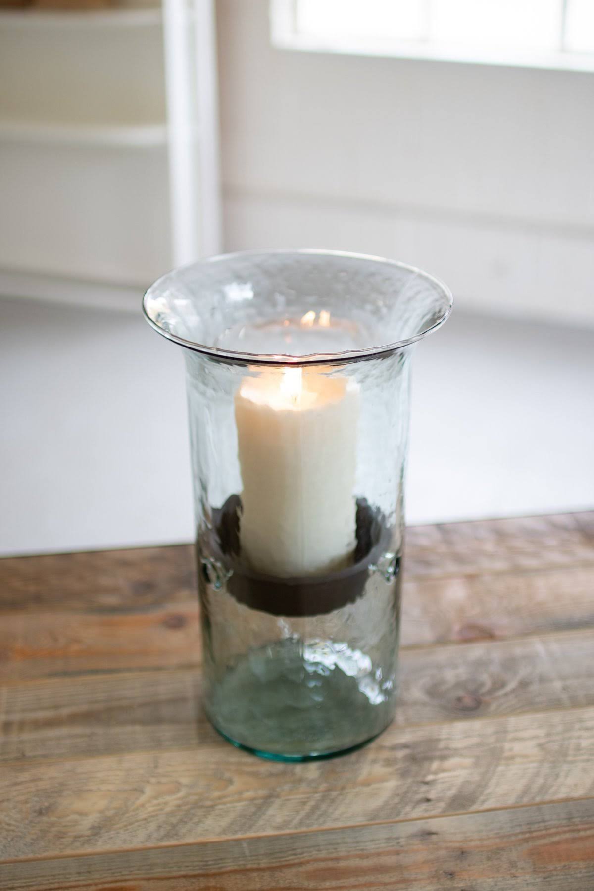 Glass Candle Cylinder with Rustic Insert V58690