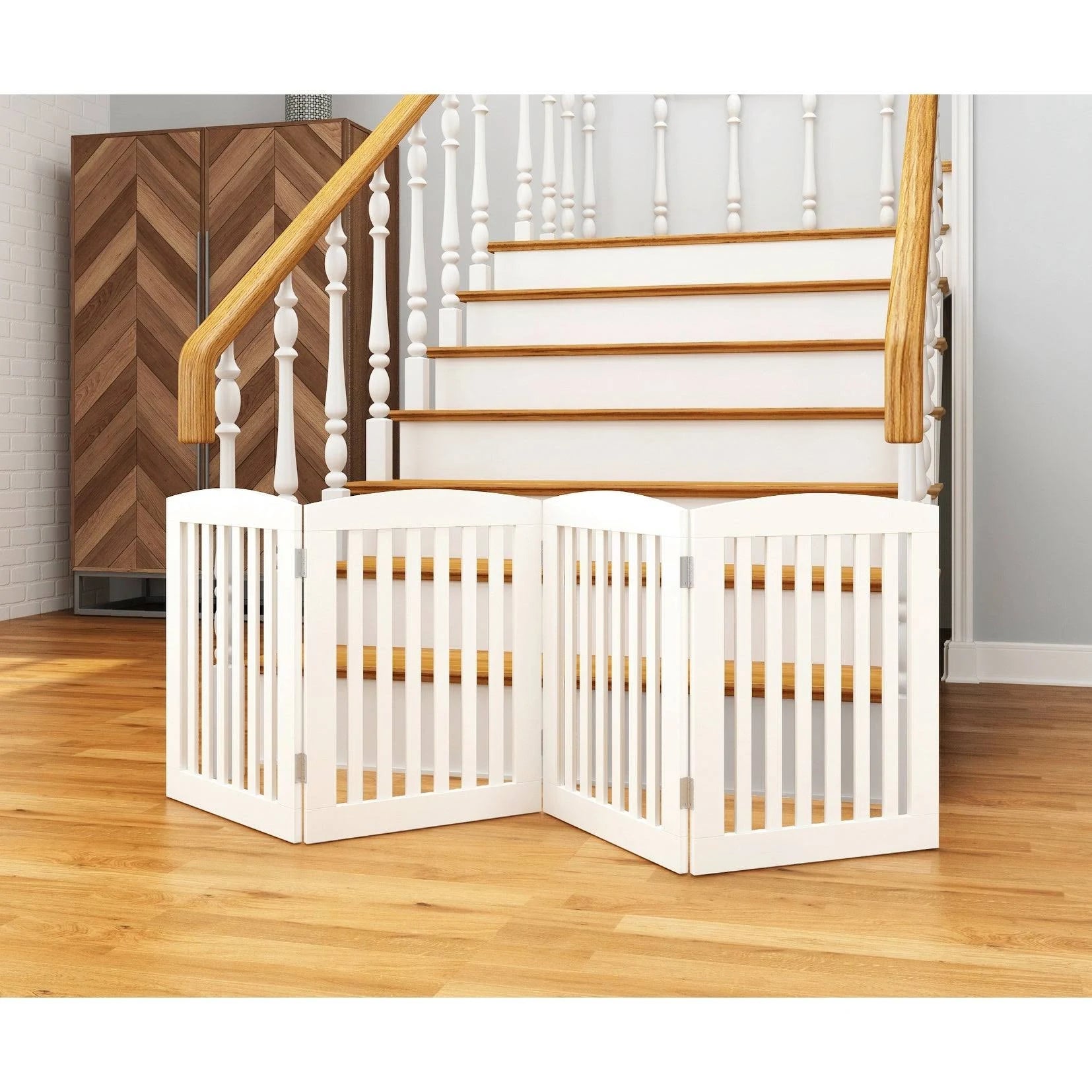 24 inch 4 Panel Wooden Freestanding Foldable Pet Gate F575