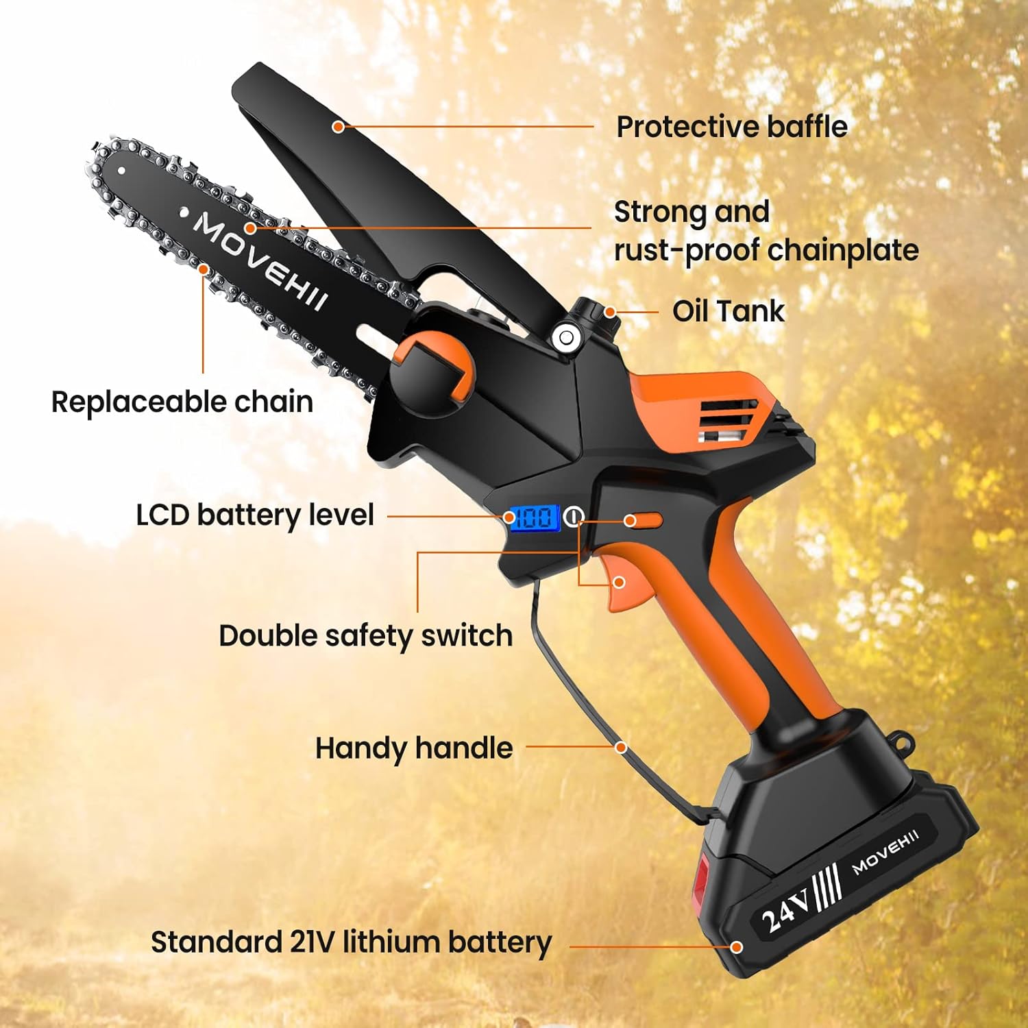 6-inch Cordless Chainsaw with 2x2.0AH Battery O2043
