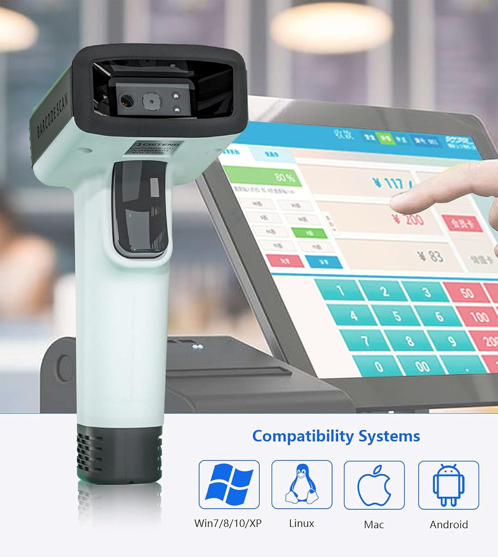 White Wireless Barcode Scanner with Vibration Alert Y228