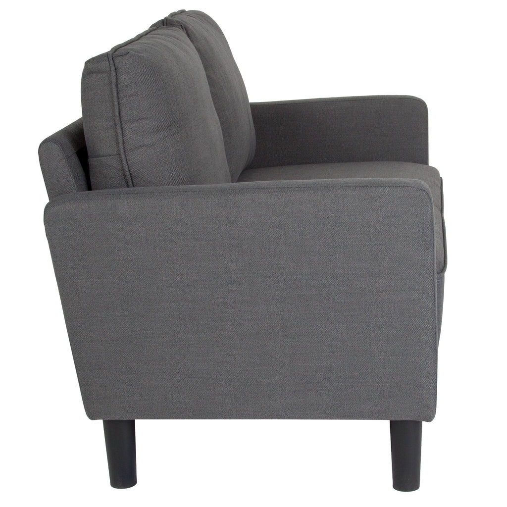 Brown Leather Straight Arm Loveseat A815738