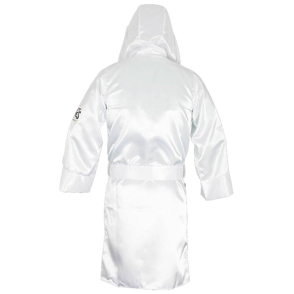 White Satin Boxing Robe with Hood I68264