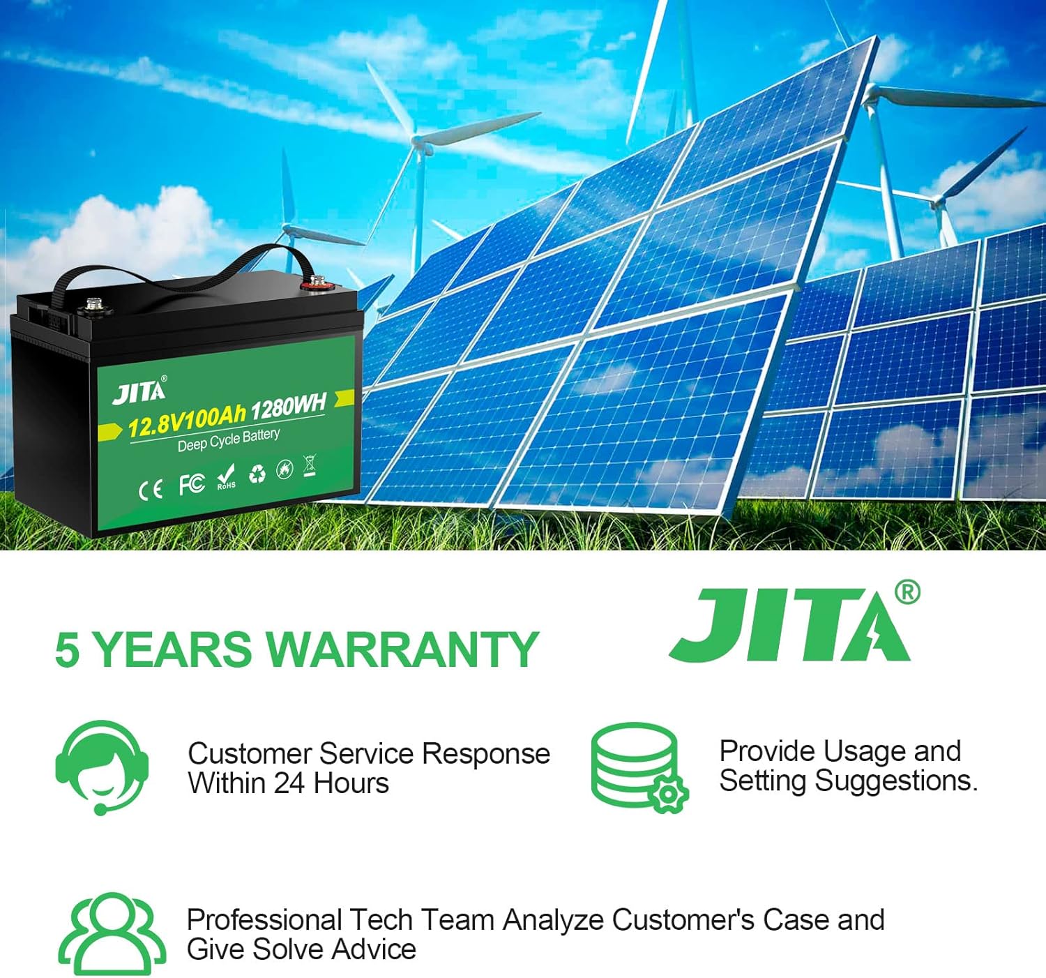 12V 100Ah LiFePO4 Lithium Battery with 100A BMS R969