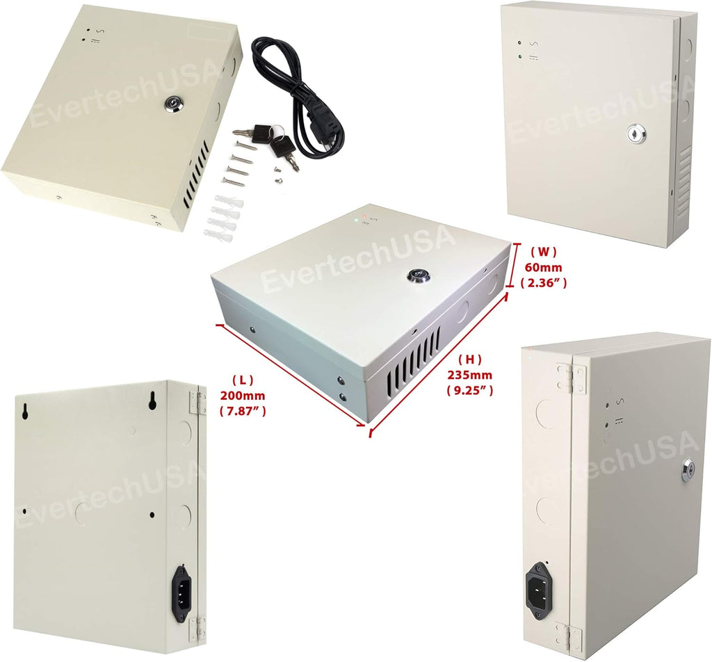 16 Channel 12 Volt DC Output CCTV Power Supply Box with 18 Pcs DC Male Pigtail E82392