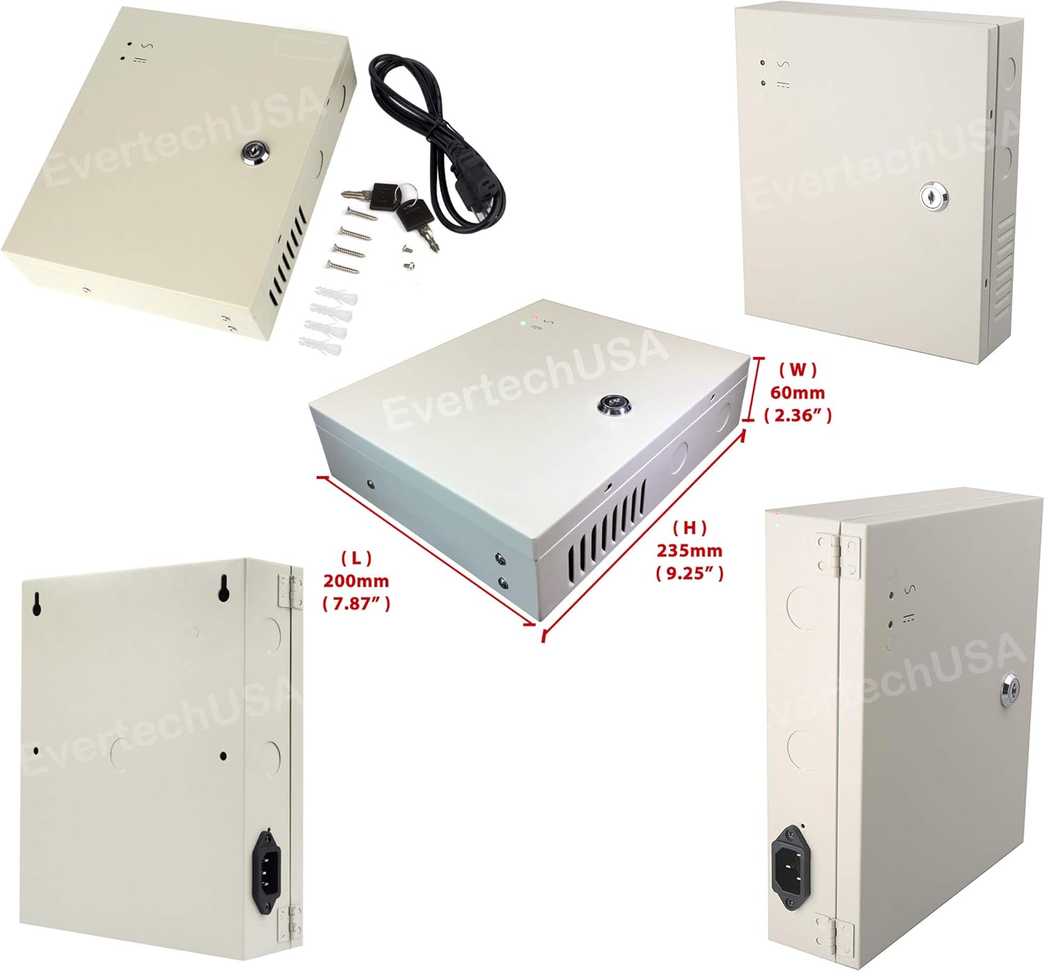 16 Channel 12 Volt DC Output CCTV Power Supply Box with 18 Pcs DC Male Pigtail E82392