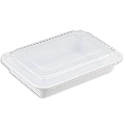 28 oz White Rectangular Microwavable Plastic Food Container with Lid J10466