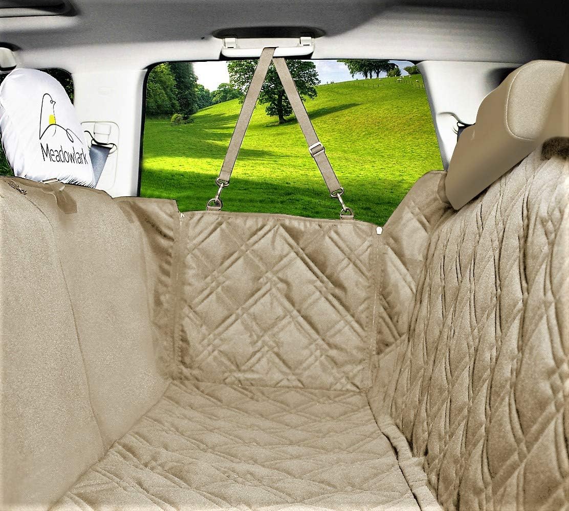 Water Repellant Dog Car Seat Cover with Seat Belt and 2 Headrest Covers U82417