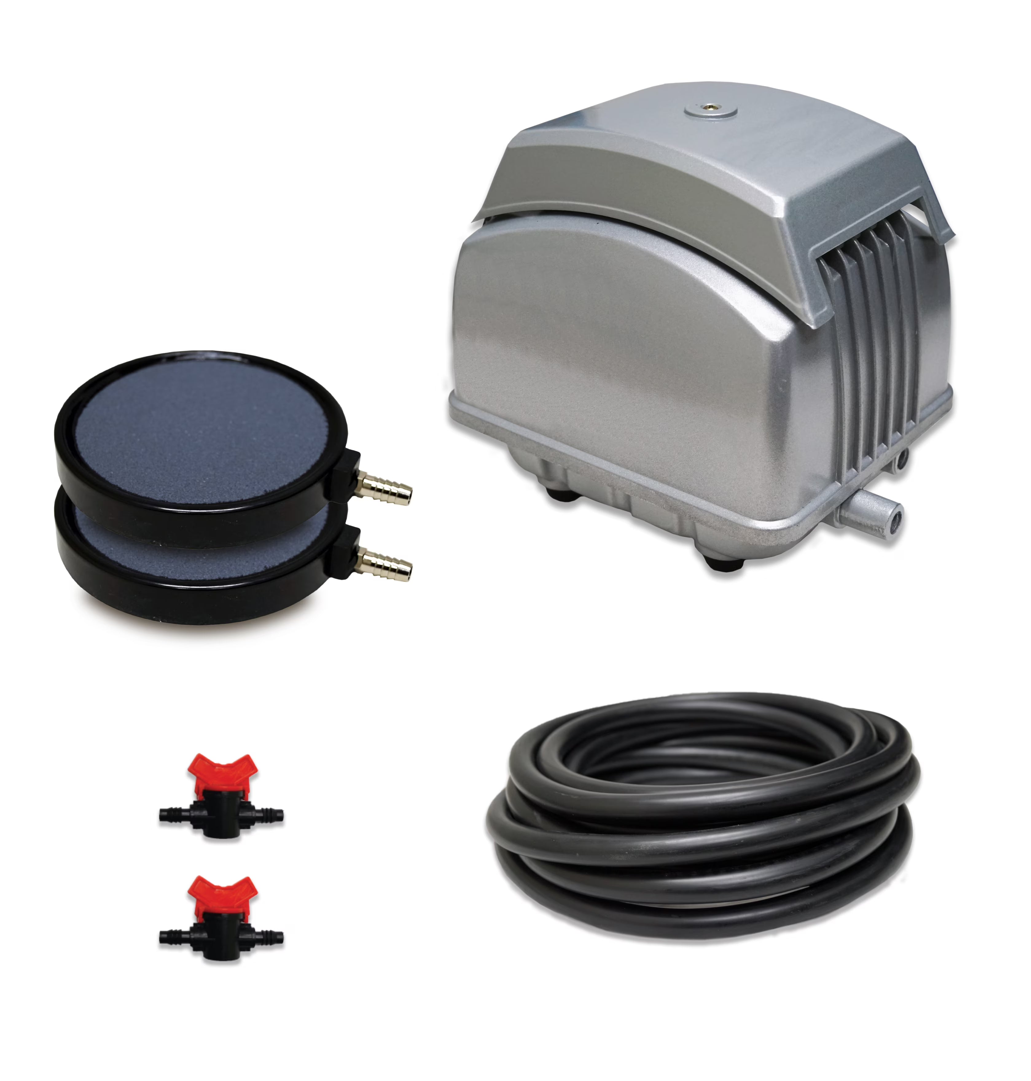 Pond Subsurface Aeration System with 2.1 Cubic Feet per Minute Air Pump, 25' Weighted Tubing, (2) 5" Diffusers L2026
