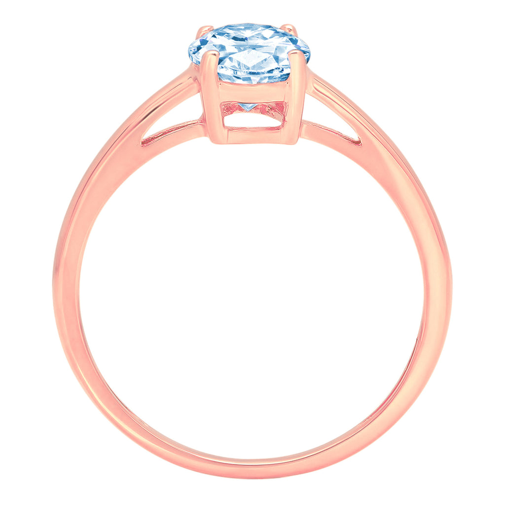Oval Cut Blue Simulated Diamond 18k Rose Gold Ring Size 7 A168587