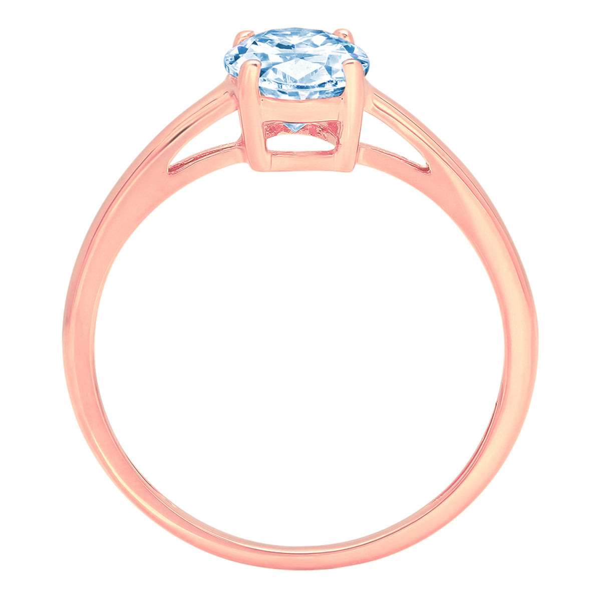 Oval Cut Blue Simulated Diamond 18k Rose Gold Ring Size 7 A168587