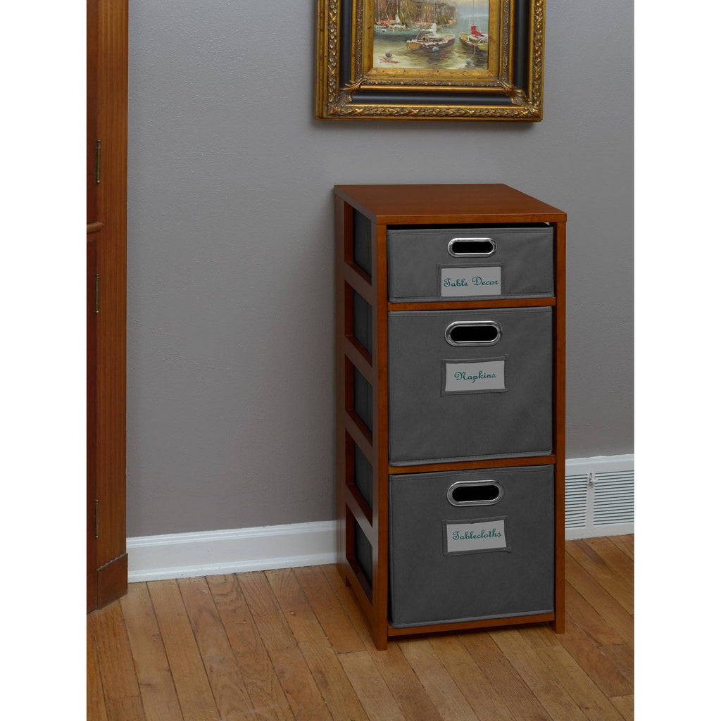 34x22 Square Folding Bookcase with Folding Fabric Bins P23276