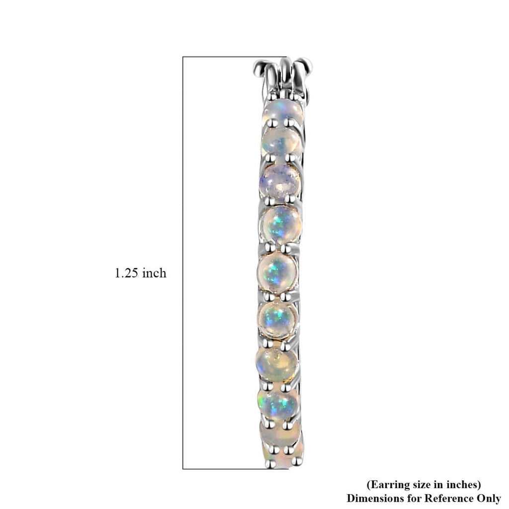 Opal Round 925 Sterling Silver Platinum Plated Inside Out Hoop Earrings Ct 2.13 D18462