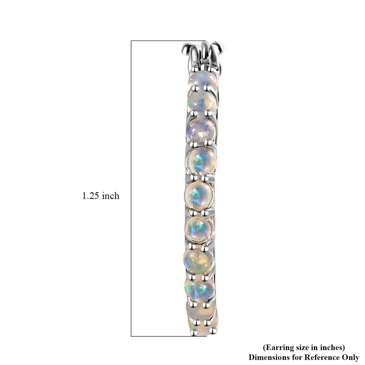 Opal Round 925 Sterling Silver Platinum Plated Inside Out Hoop Earrings Ct 2.13 D18462