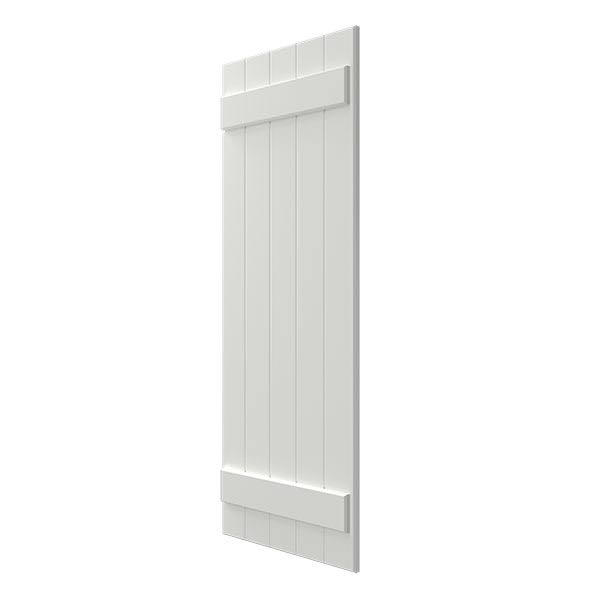 White Composite Board-n-Batten Shutters, Per Pair E400
