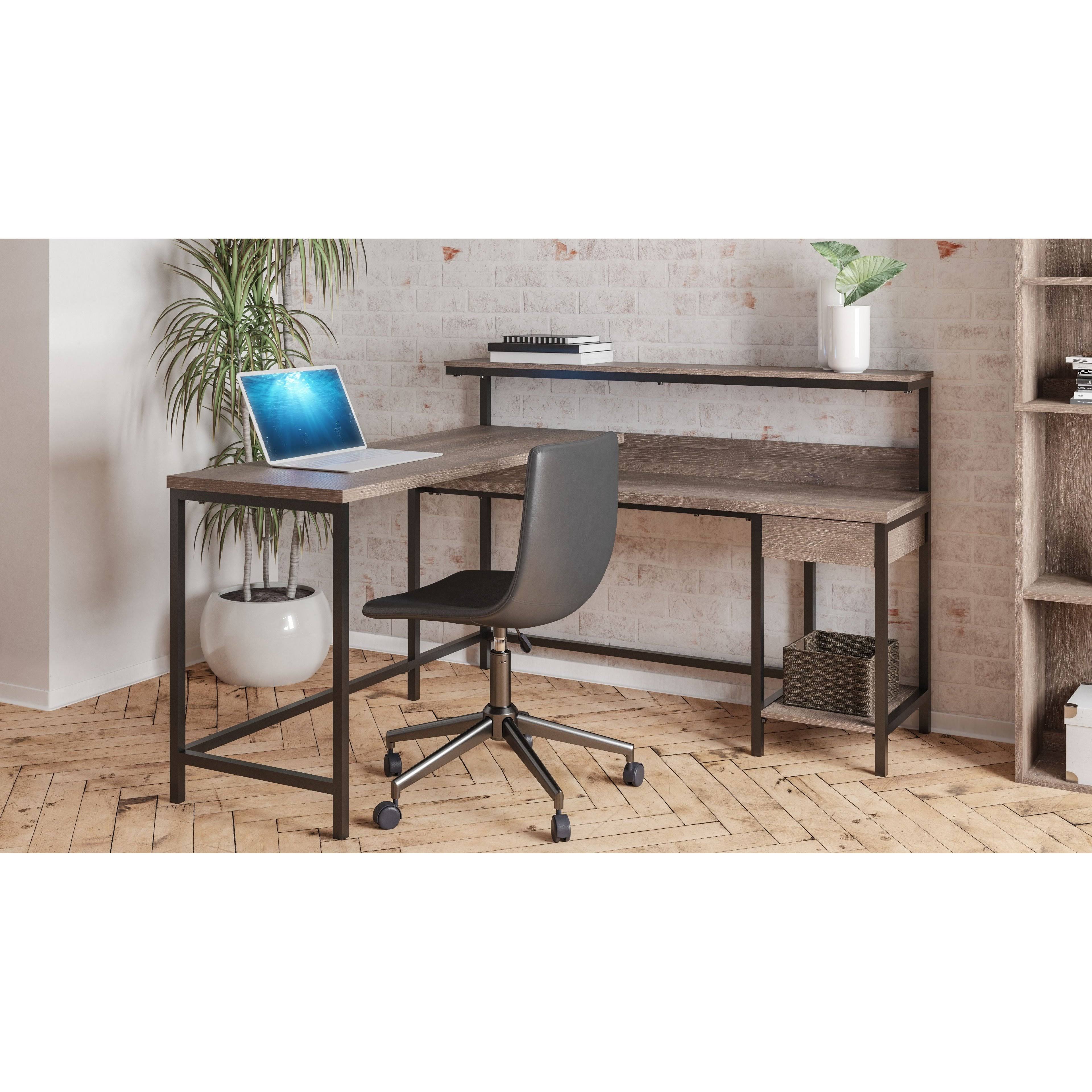 Gray L-Desk with Storage M1030