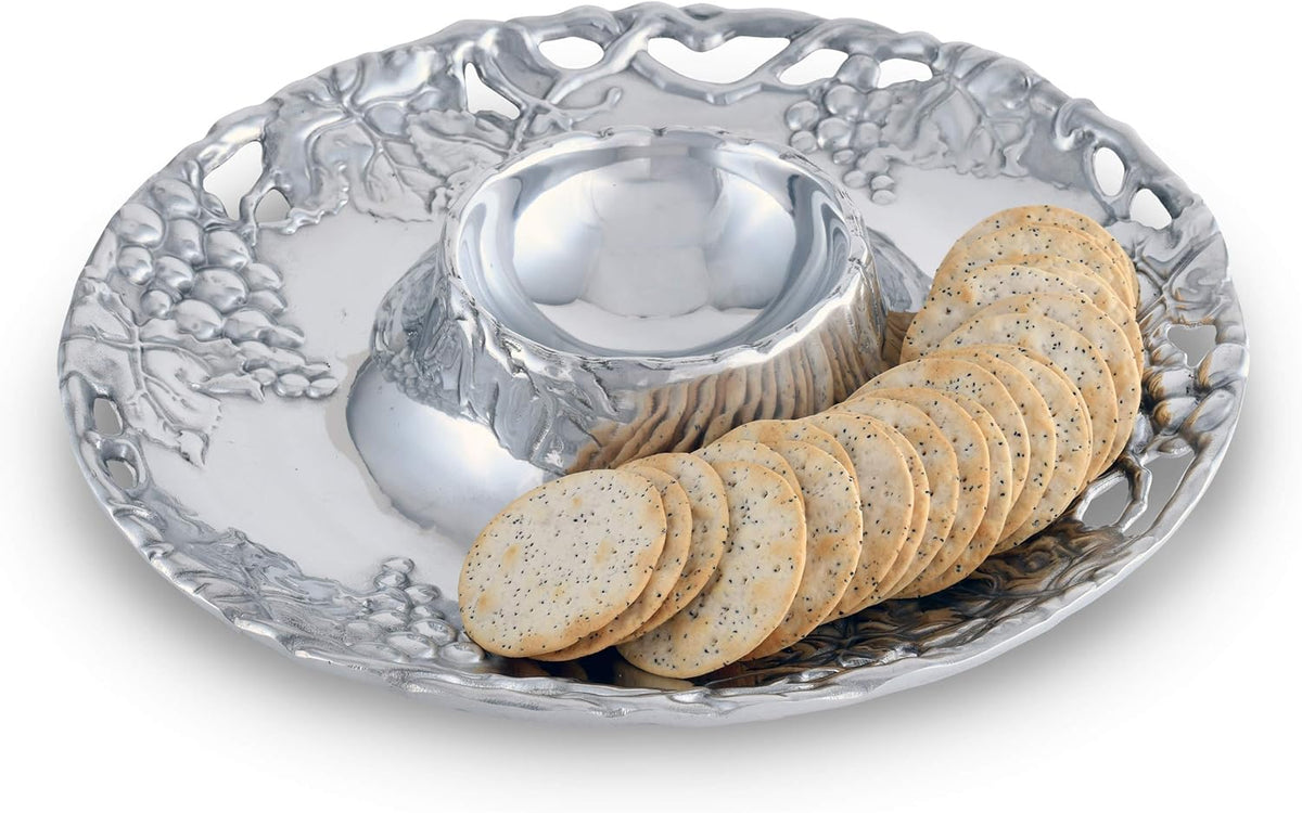 Metal Grape Chip and Dip Platter, 14 inch Diameter O256209