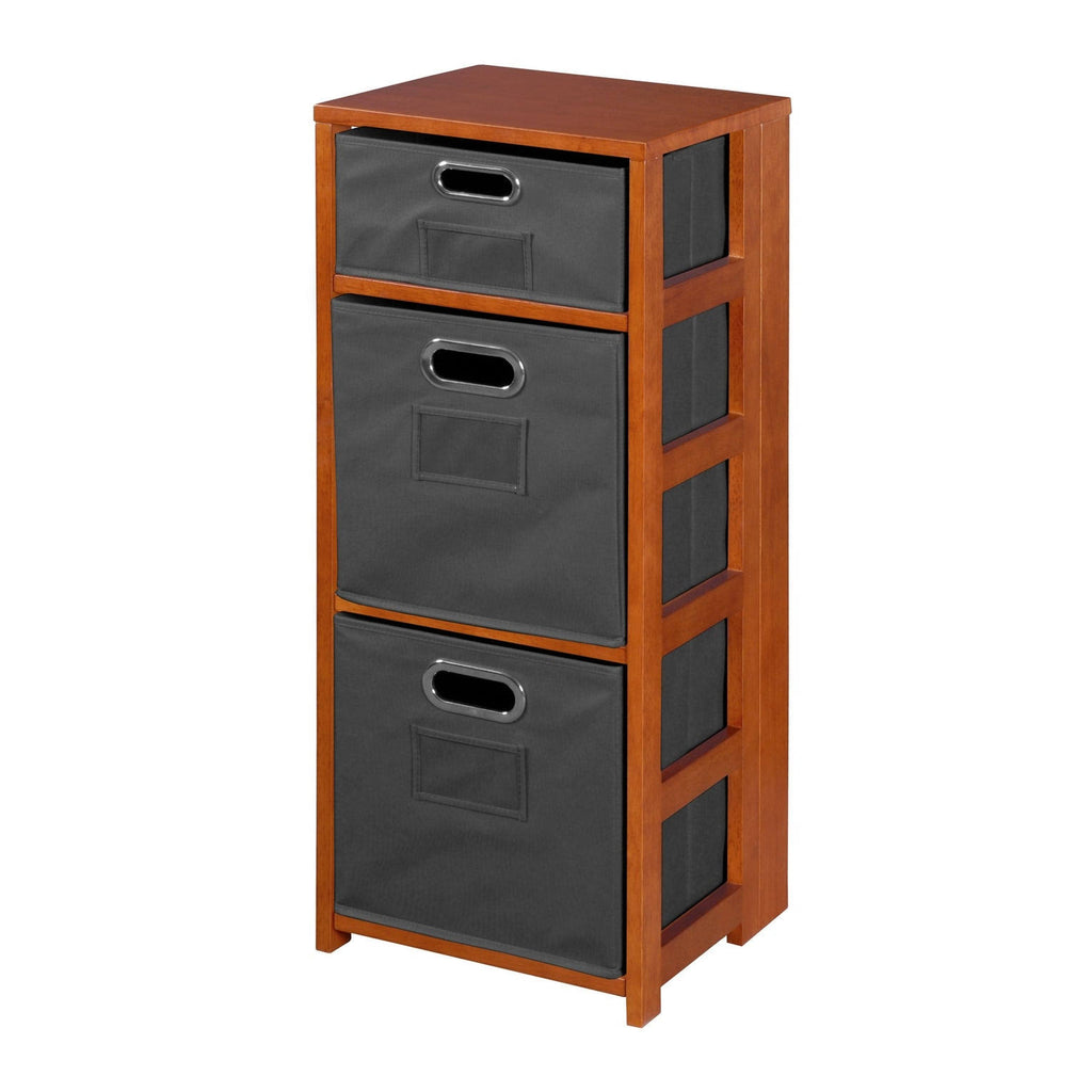 34x22 Square Folding Bookcase with Folding Fabric Bins P23276