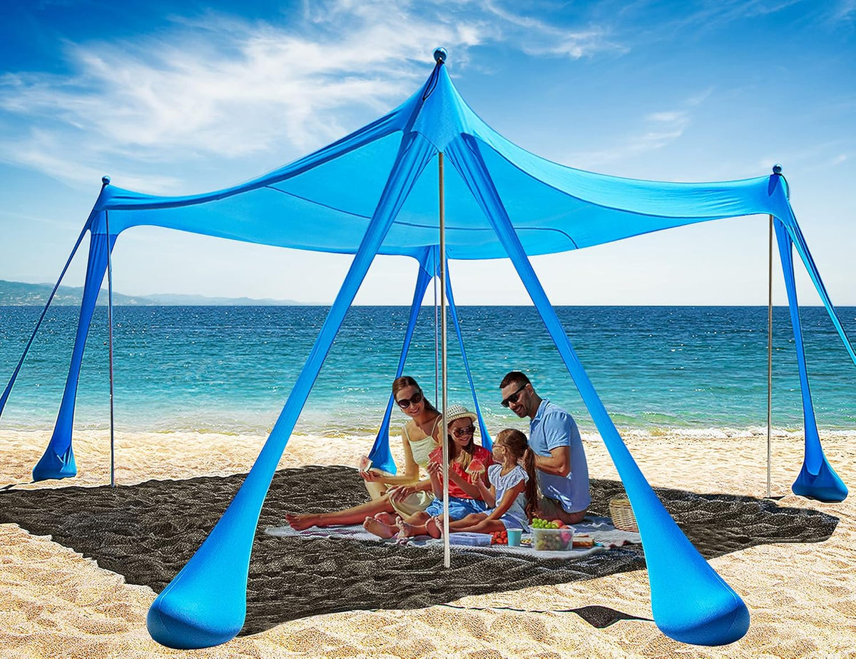Green 10x10ft UPF50+ Beach Tent Canopy Sun Shelter with 8 Sand Bags Q628