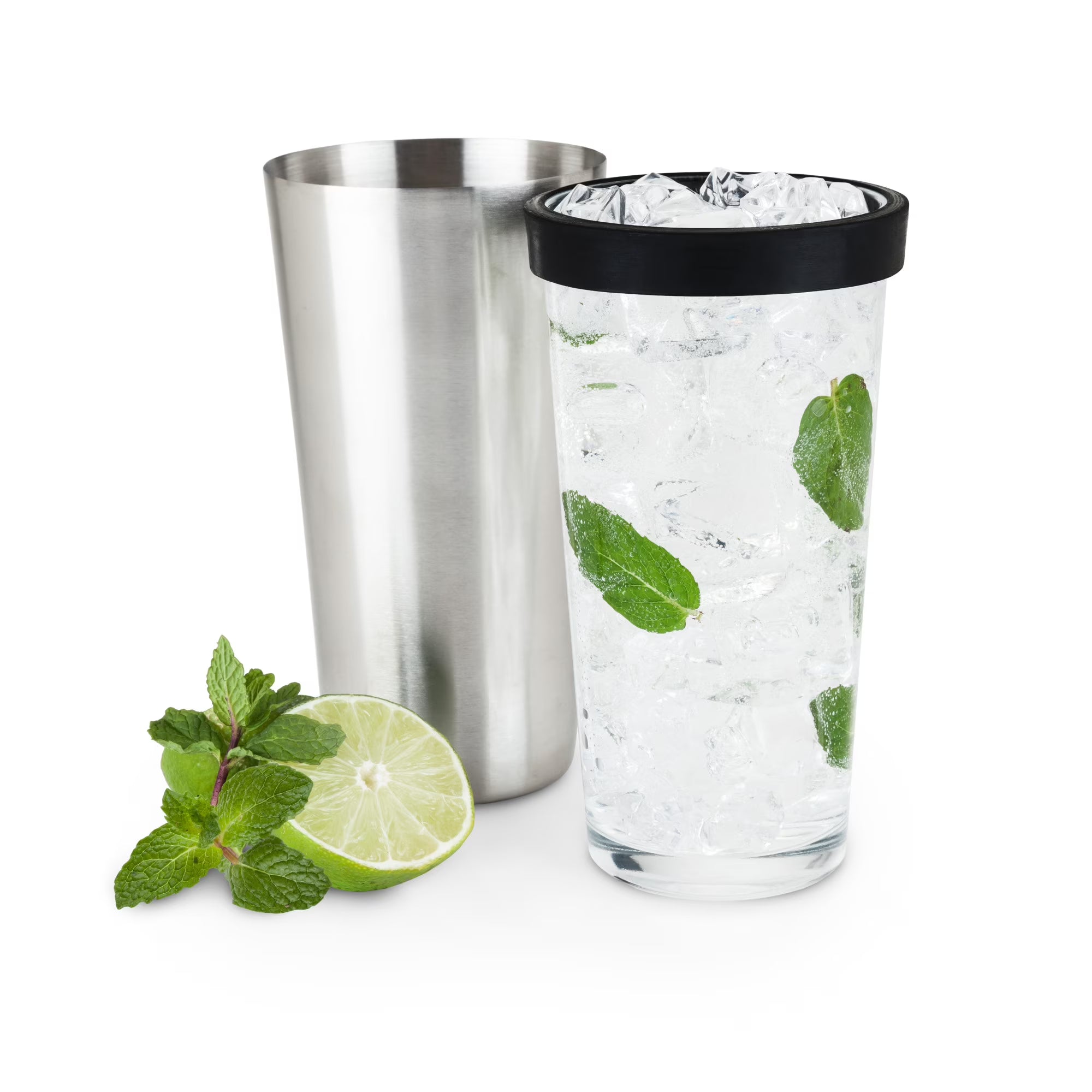 Boston Shaker, Stainless Steel Cocktail Tin & Mixing Glass with Rubber Seal, 28 Oz and 16 Oz, Set of 2 J80329