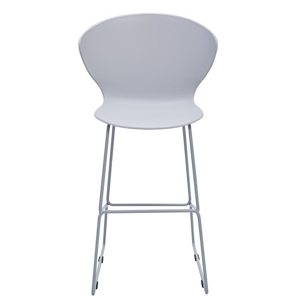 Midcentury Polypropylene Counter Stool with Metal Legs, Set of 2, Light Gray I938