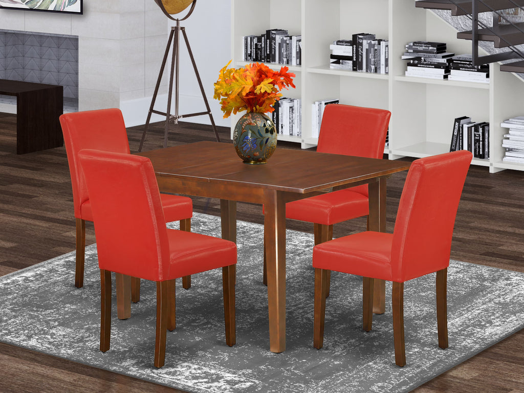 5-piece Wood Dining Set in Mahogany/Firebrick Red I532194