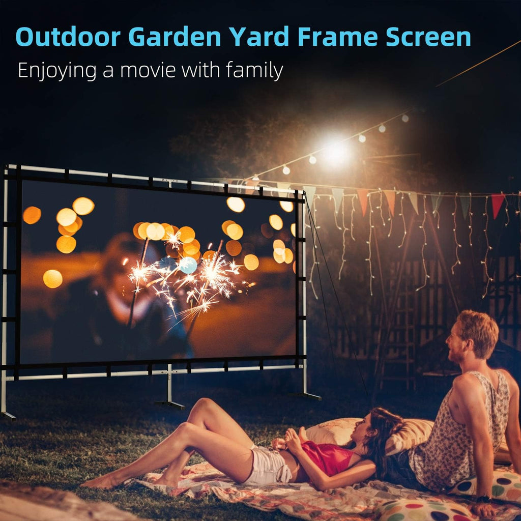 Outdoor Projector Screen with Stand, 120 Inch, Double Sided Projection Screen with Bag M66310