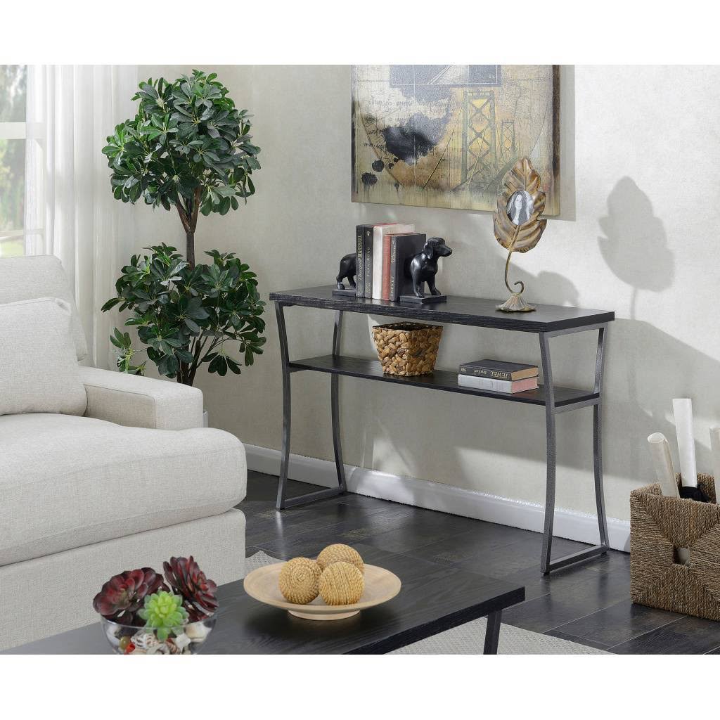 Black Woodgrain/Gray Console Table T6004