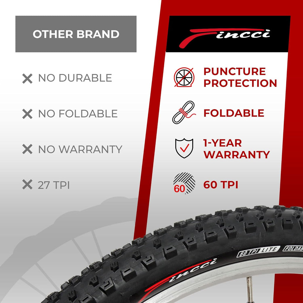 Pair 27.5 x 2.25 Inch Foldable 60 TPI All Mountain Enduro Tires with Nylon Protection Q50026