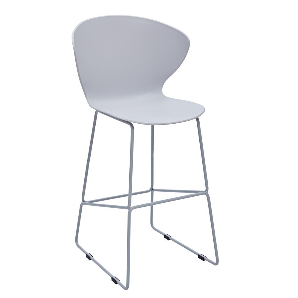 Midcentury Polypropylene Counter Stool with Metal Legs, Set of 2, Light Gray I938
