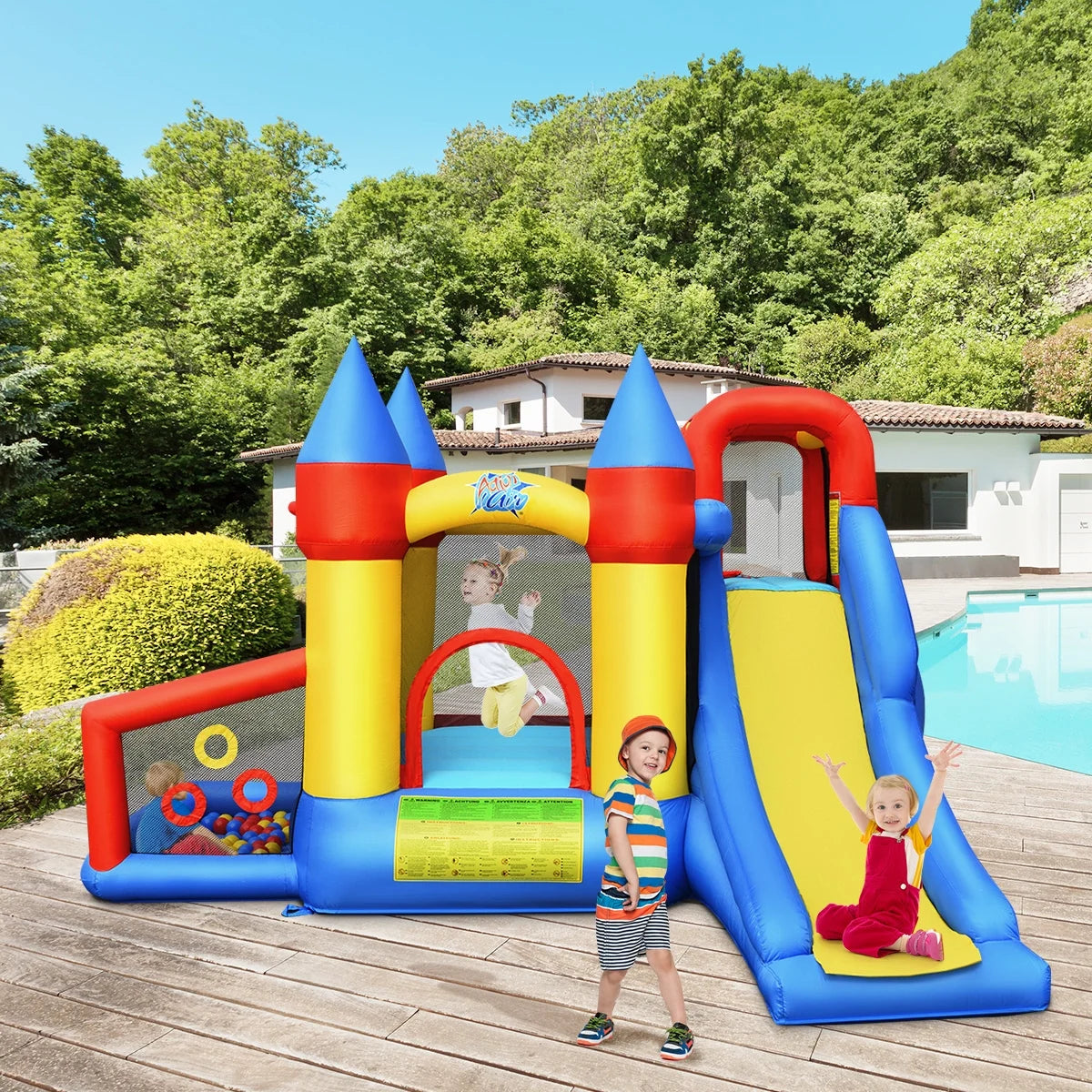 Inflatable Bounce House Slide Bouncer Kids Castle Jumper with Balls & 780W Blower J94499