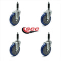 Blue Polyurethane Swivel Casters with Expanding Stem, Set of 4 Z21432