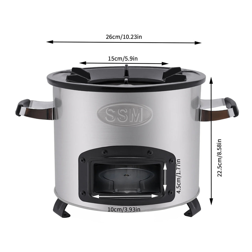 Portable Wood Burning Rocket Stove with Adjustable Firepower Stainless Steel I623235