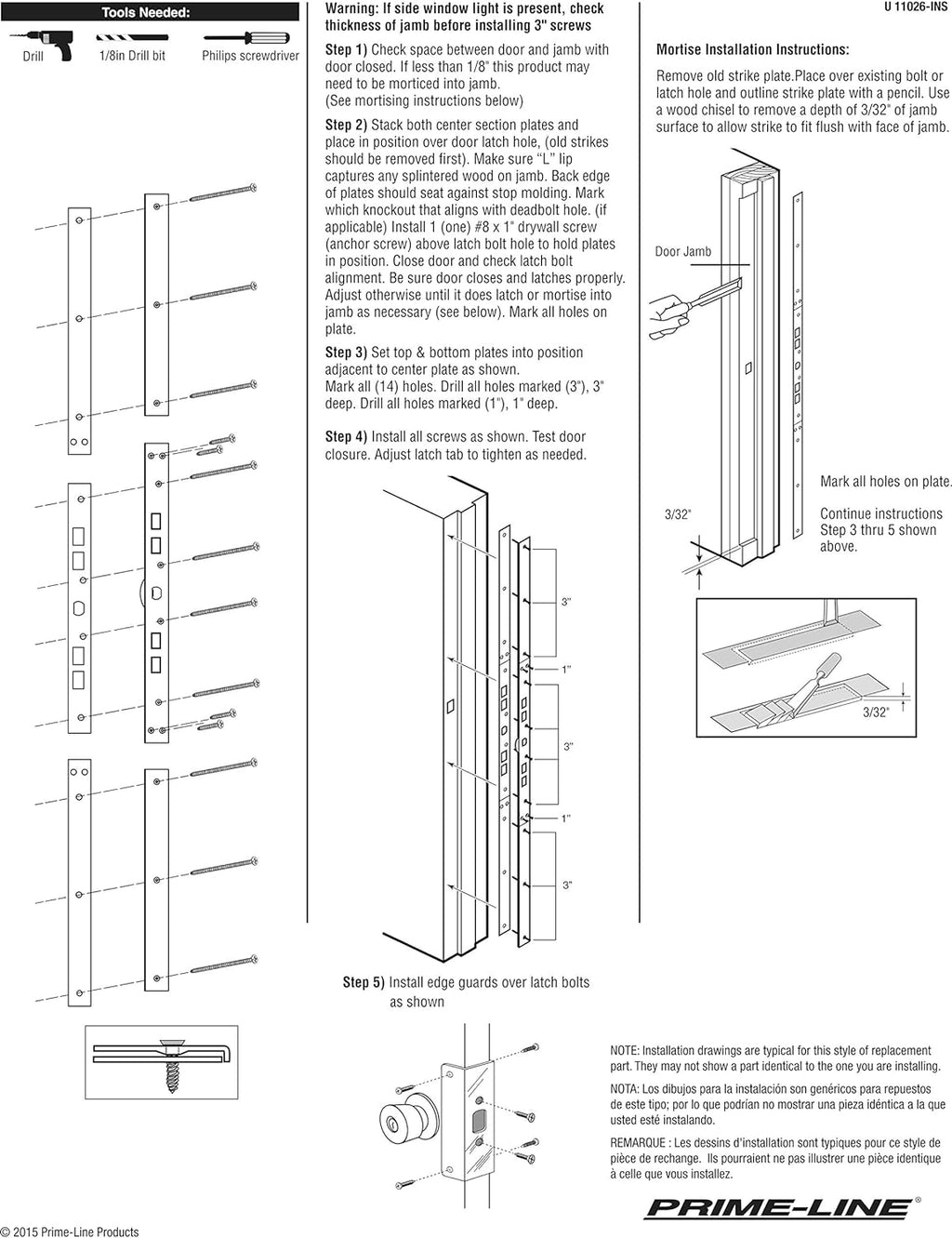Steel Jamb Repair and Reinforcement Kit, Paintable White Finish, Pack of 2 N760