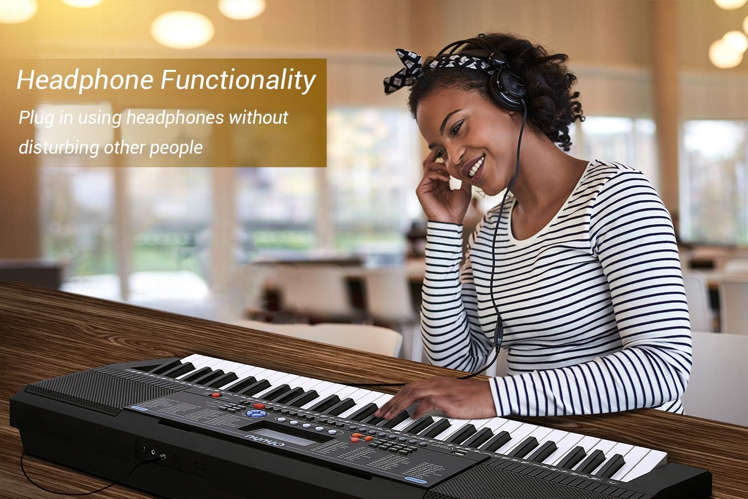 61 Keys Electric Keyboard Piano with Headphone Jack, USB Port, Teaching Modes T369