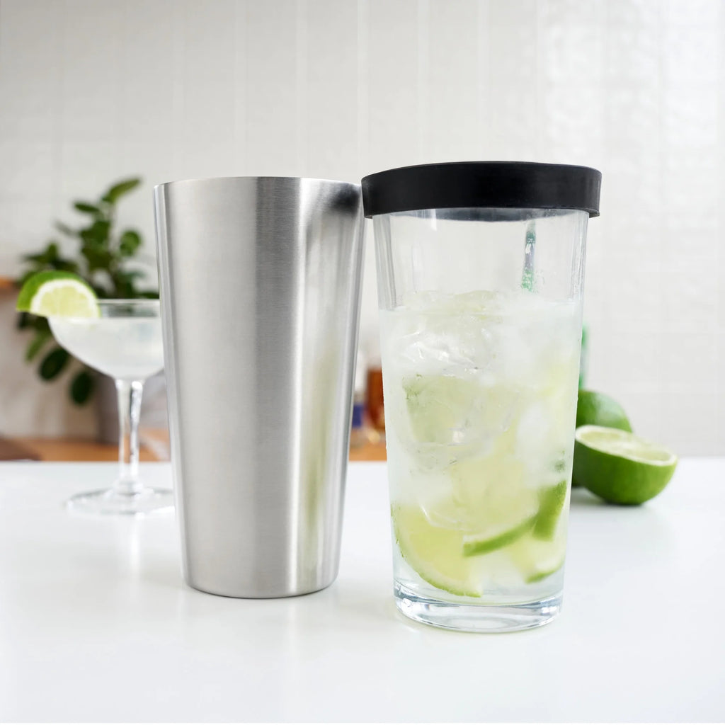 Boston Shaker, Stainless Steel Cocktail Tin & Mixing Glass with Rubber Seal, 28 Oz and 16 Oz, Set of 2 J80329