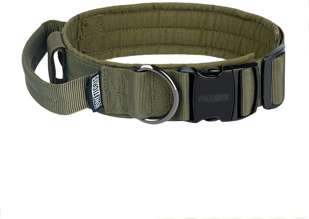 Black Heavy Duty Metal Buckle Tactical Dog Collar with Handle Q83449